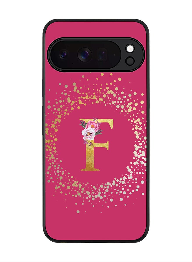 For Google Pixel 10 Pro XL Case,Slim fit Camera Protection, Shockproof Thin Phone cover  - Custom Monogram Floral - F ( Deep Pink )